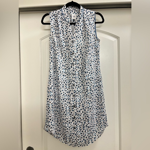 CAbi Dresses & Skirts - Anthropologie Cabi Blue Leopard Print Button Down Shirt Dress